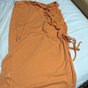 Orange Ruched Skirt